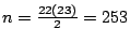 $n=\frac{22(23)}{2}=253$