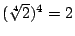 $(\sqrt[4]{2})^4=2$