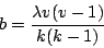 \begin{displaymath}
b=\frac{\lambda v(v-1)}{k(k-1)}
\end{displaymath}
